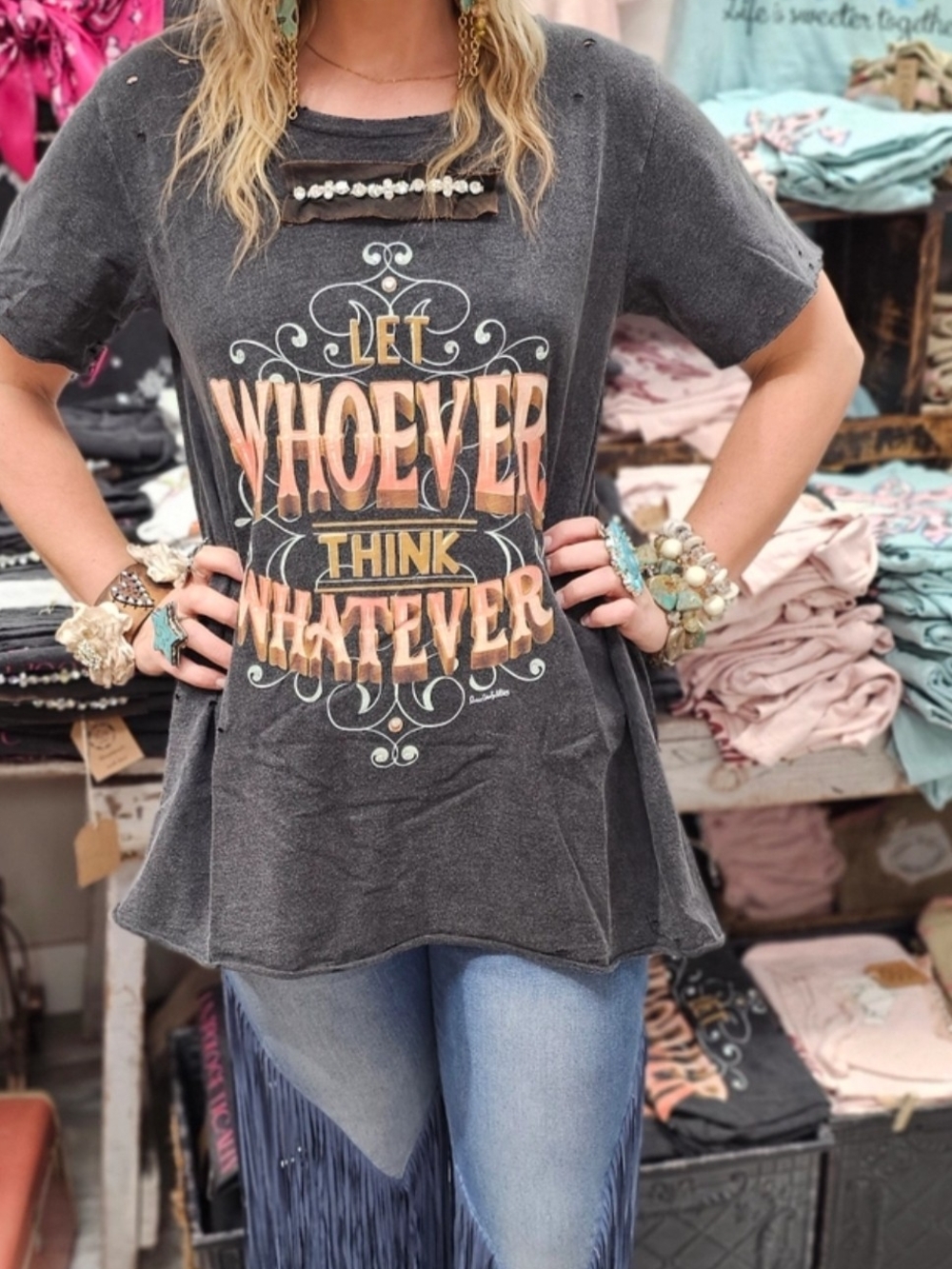 NEW A Rare Bird "Let Whoever Think Whatever" Tattered Tee